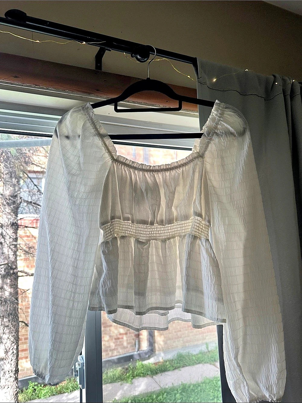 Streetwear Society Sheer Long Sleeve Blouse in White Size Small Like New